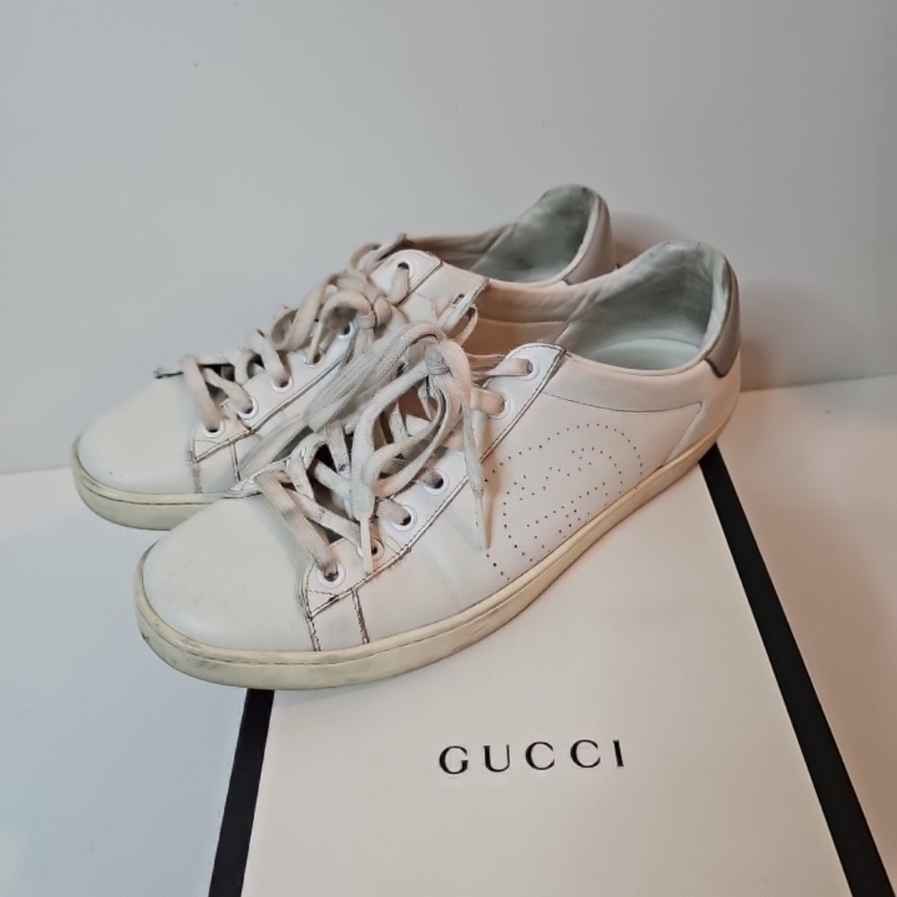 Gucci Ace Interlocking G Low Sneakers White Leather Womens Size US 9 UK 39 - Picture 12 of 16